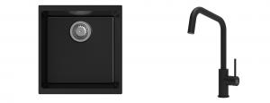K-StrongSinks S3 mosogató szett Hron 430x460mm fekete + csaptelep  Arda fekete