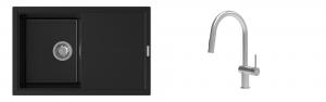 K-StrongSinks S3 mosogató szett Labe 780x500mm fekete + csaptelep Neris nerez