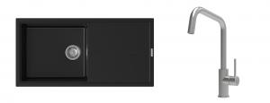 K-StrongSinks S3 mosogató szett Labe 1000x500mm fekete + csaptelep Arda nerez