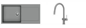 K-StrongSinks S3 mosogató szett Zala 1000x500mm szürke + csaptelep Neris szürke