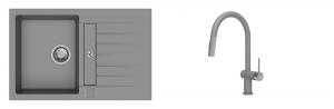 K-StrongSinks S3 mosogató szett Vardar 780x500mm szürke + csaptelep Neris szürke
