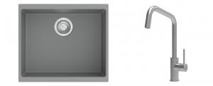 K-StrongSinks S3 mosogató szett Hron 530x460mm szürke + csaptelep Arda nerez