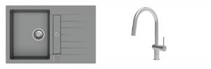 K-StrongSinks S3 mosogató szett Vardar 780x500mm szürke + csaptelep Neris nerez