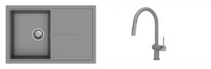 K-StrongSinks S3 mosogató szett Labe 780x500mm szürke + csaptelep Neris szürke
