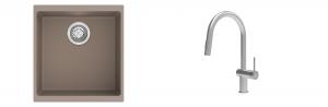 K-StrongSinks S3 mosogató szett Hron 430x460mm bézs + csaptelep Neris nerez
