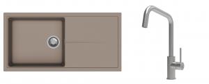 K-StrongSinks S3 mosogató szett Labe 1000x500mm bézs + csaptelep Arda nerez