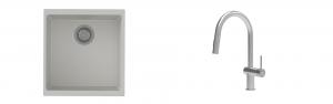 K-StrongSinks S3 mosogató szett Hron 430x460mm fehér + csaptelep Neris nerez