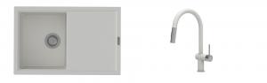 K-StrongSinks S3 mosogató szett Labe 780x500mm fehér + csaptelep Neris fehér