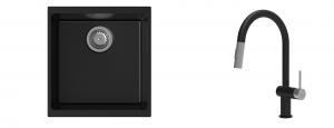 K-StrongSinks S3 mosogató szett Hron 430x460mm fekete + csaptelep Neris fekete