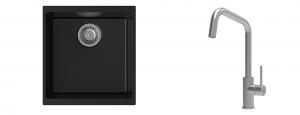 K-StrongSinks S3 mosogató szett Hron 430x460mm fekete + csaptelep Arda nerez