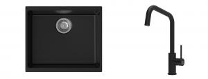 K-StrongSinks S3 mosogató szett Hron 530x460mm fekete + csaptelep  Arda fekete