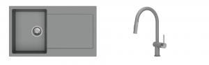 K-StrongSinks S3 mosogató szett Zala 860x500mm szürke + csaptelep Neris szürke
