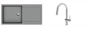 K-StrongSinks S3 mosogató szett Zala 1000x500mm szürke + csaptelep Neris nerez