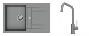 K-StrongSinks S3 mosogató szett Vardar 780x500mm szürke + csaptelep Arda szürke