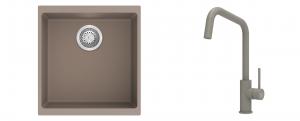 K-StrongSinks S3 mosogató szett Hron 430x460mm bézs + csaptelep Arda bézs