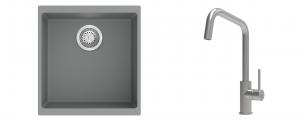 K-StrongSinks S3 mosogató szett Hron 430x460mm szürke + csaptelep Arda nerez