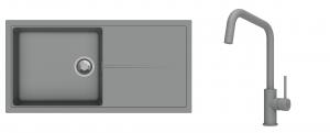 K-StrongSinks S3 mosogató szett Labe 1000x500mm szürke + csaptelep Arda szürke