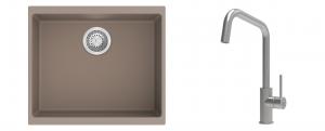 K-StrongSinks S3 mosogató szett Hron 530x460mm bézs + csaptelep Arda nerez