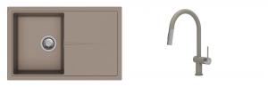 K-StrongSinks S3 mosogató szett Labe 780x500mm bézs + csaptelep Neris bézs