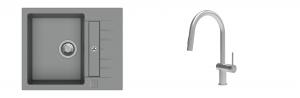 K-StrongSinks S3 mosogató szett Vardar 615x500mm szürke + csaptelep Neris nerez
