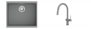 K-StrongSinks S3 mosogató szett Hron 530x460mm szürke + csaptelep Neris szürke