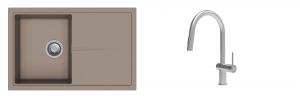 K-StrongSinks S3 mosogató szett Labe 780x500mm bézs + csaptelep Neris nerez