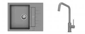 K-StrongSinks S3 mosogató szett Vardar 615x500mm szürke + csaptelep Arda szürke