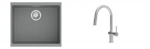 K-StrongSinks S3 mosogató szett Hron 530x460mm szürke + csaptelep Neris nerez