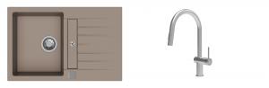 K-StrongSinks S3 mosogató szett Vardar 780x500mm bézs + csaptelep Neris nerez