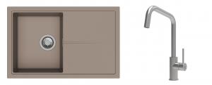 K-StrongSinks S3 mosogató szett Labe 780x500mm bézs + csaptelep Arda nerez
