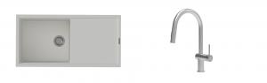 K-StrongSinks S3 mosogató szett Labe 1000x500mm fehér + csaptelep Neris nerez