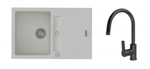 K-StrongSinks S3 mosogató szett Vardar 780 fehér + Loira csaptelep fekete
