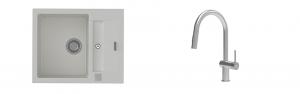 K-StrongSinks S3 mosogató szett Vardar 615x500mm fehér + csaptelep Neris nerez