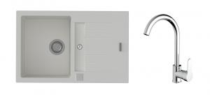 K-StrongSinks S3 mosogató szett Vardar 780 fehér + Seina csaptelep króm