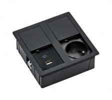 VersaHit Dual elektrická zásuvka 1x 230V, Francouzká, USB A/C 5V černá matná