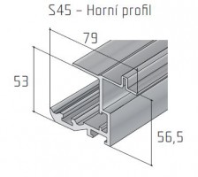 S-S45 felső vezető profil 2,5m ezüst