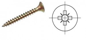 StrongFix Csavar PZ 3x35 besülyeszthető fej cink sárga PZ2