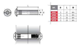 Összekötő vasalat anya VF04 FN M4/30mm