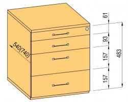 K-BBP Konténer 540mm típus 1/változat 7 (fiók műanyag,teljes kihuzású sín,beh.)